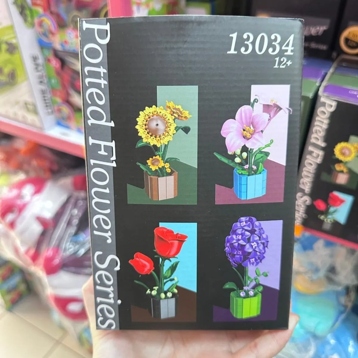 Klocki Kwiaty w Doniczkach Lilak Lilia Słonecznik Róża MJ 12+ 8szt