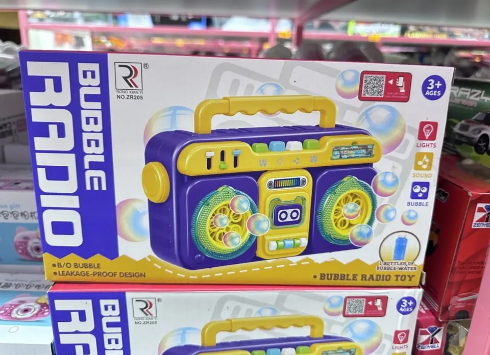 Zabawka Bubble Radio na Baterie, Fioletowo-Żółta, 3+