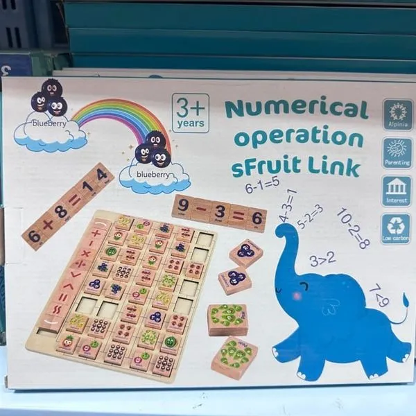 Drewniana zabawka edukacyjna Numerical Operation Fruit Link 3+