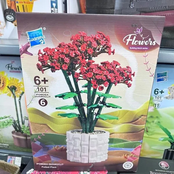 Klocki Kwiaty Czerwone 101 el. Zuanma w Doniczce 6+