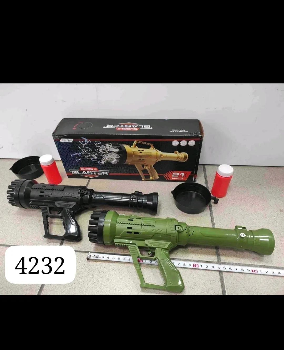 Pistolet na bańki Bubble Blaster 21 otworów, bazooka 33cm, zestaw