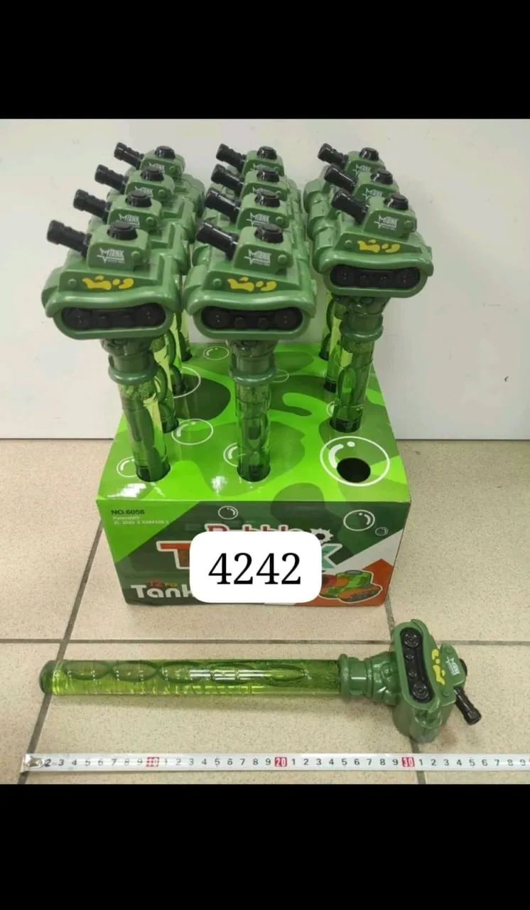 Pistolet na bańki mydlane Tank zielony 37cm - miecz do baniek