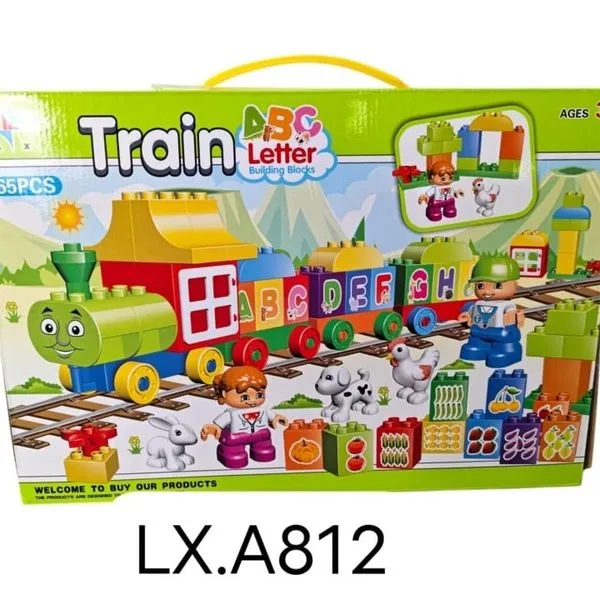 Klocki Train ABC Letter 65 elementów, pociąg edukacyjny