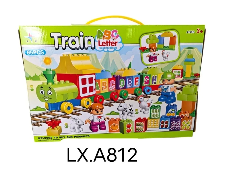Klocki Train ABC Letter 65 elementów, pociąg edukacyjny