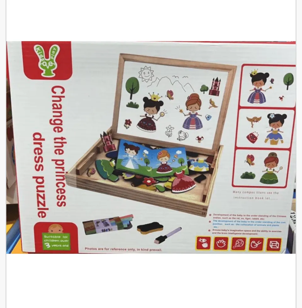 Zabawka magnetyczna księżniczka zmiana stroju puzzle drewniane