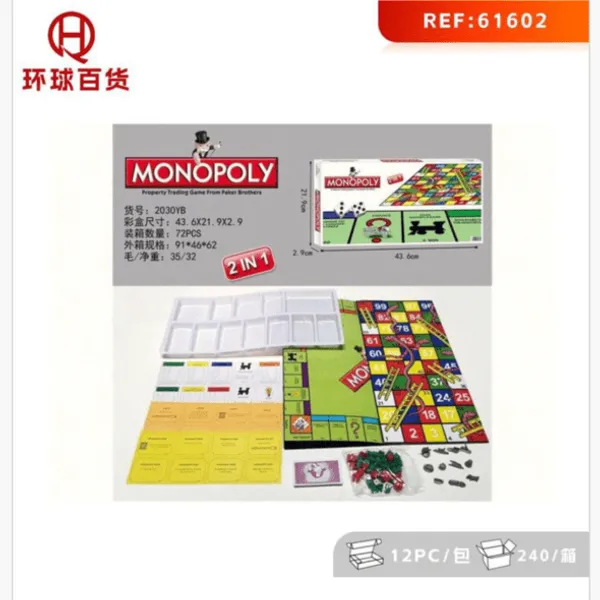 Gra Monopoly 2w1 PK13191 Planszowa 43,6x21,9cm Zestaw Edukacyjny