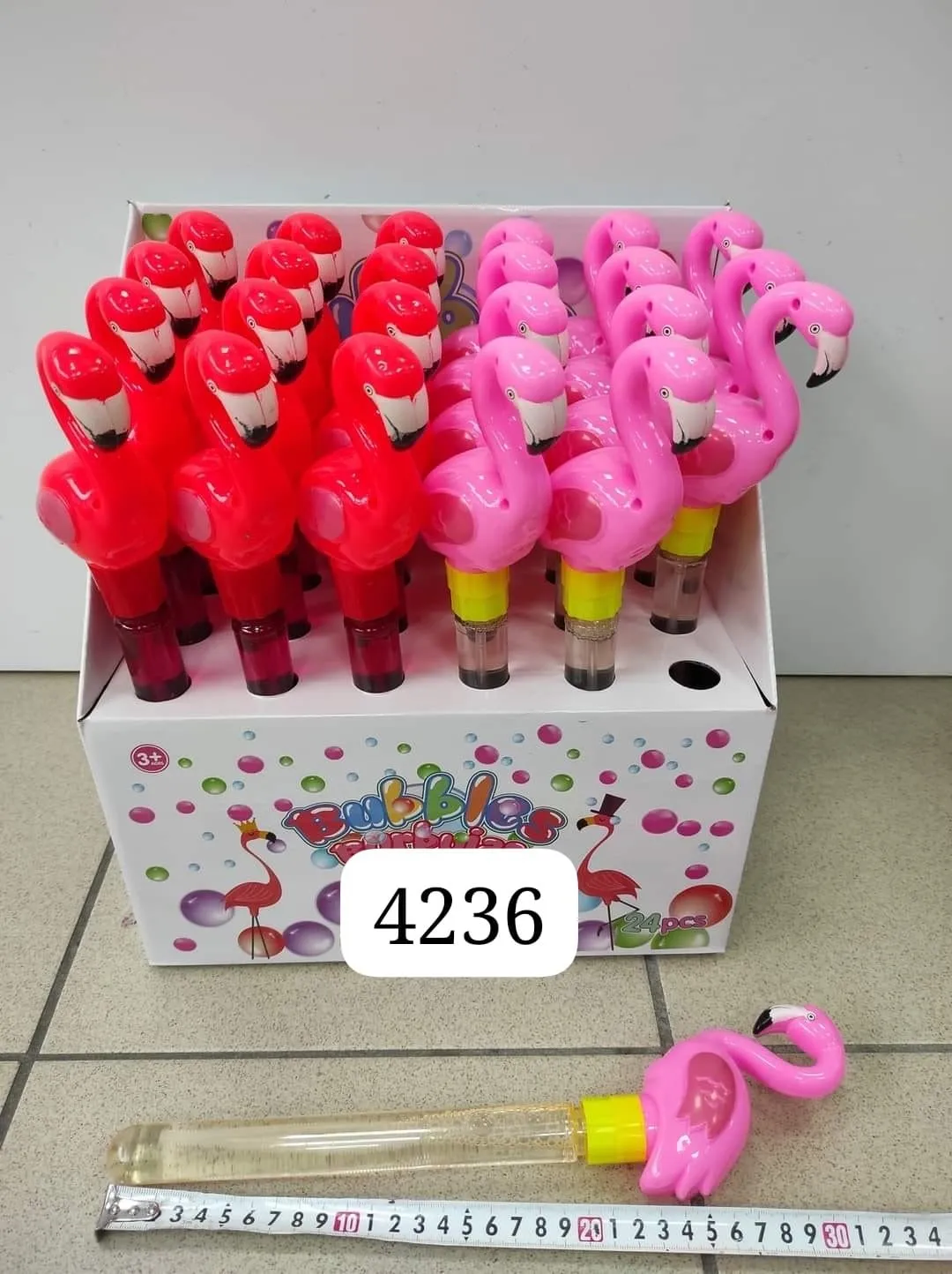 Zabawka do puszczania baniek "Flamingo" 31cm, display 24 szt.