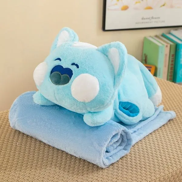 Niebieska maskotka koala z kocykiem 2w1, miękki plusz PK13288