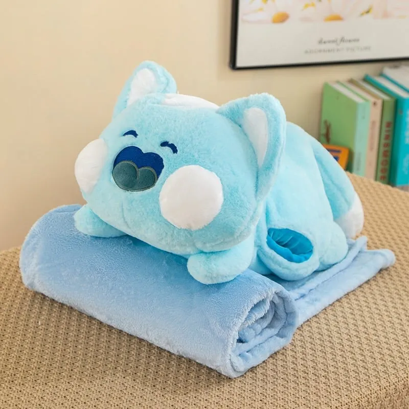 Niebieska maskotka koala z kocykiem 2w1, miękki plusz PK13288