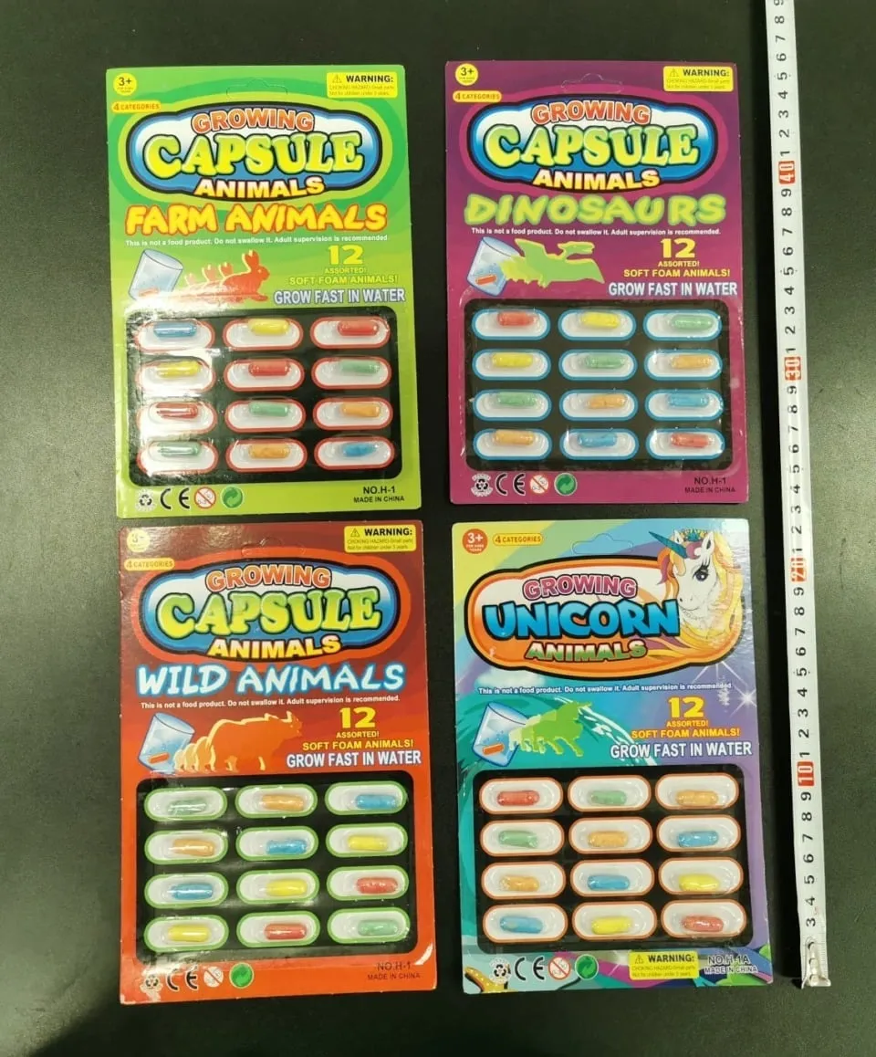 Zabawki Kapsułki Growing Animals - 12 szt, rosnące w wodzie