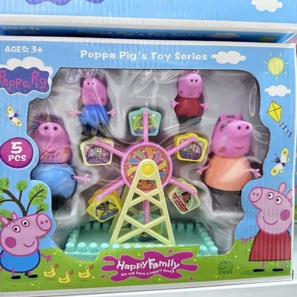 Zestaw zabawek Peppa Pig Happy Family 5 szt z karuzelą