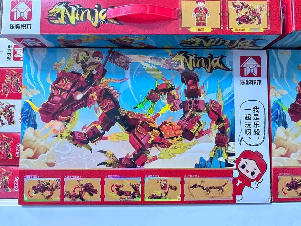 Klocki konstrukcyjne Ninja Smok Ognia PK13385 - Ruchome elementy