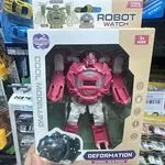 Robot zegarek transformujący z funkcją światła, różowo-biały