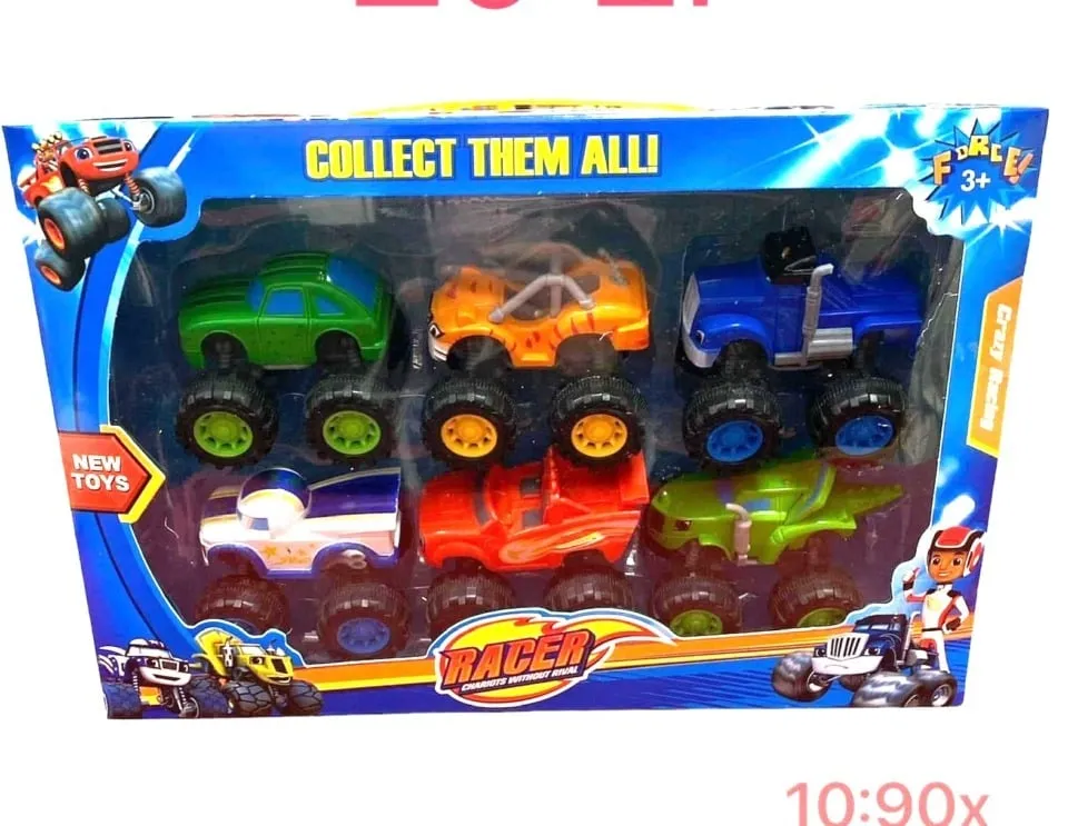 Zestaw 6 monster trucków Racer - kolorowe terenówki 3+