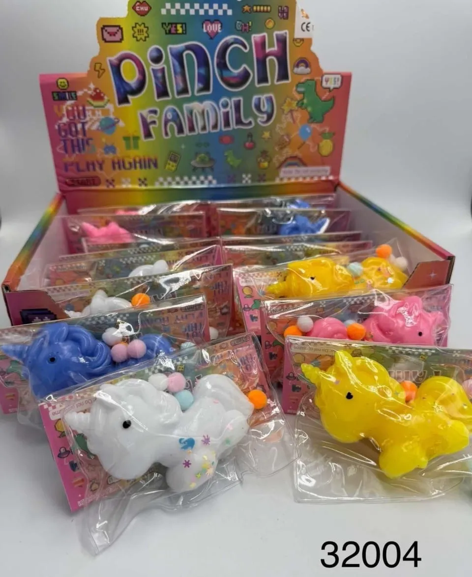 Zabawka Squeeze Pinch Family jednorożec gniotek mix kolorów 16szt
