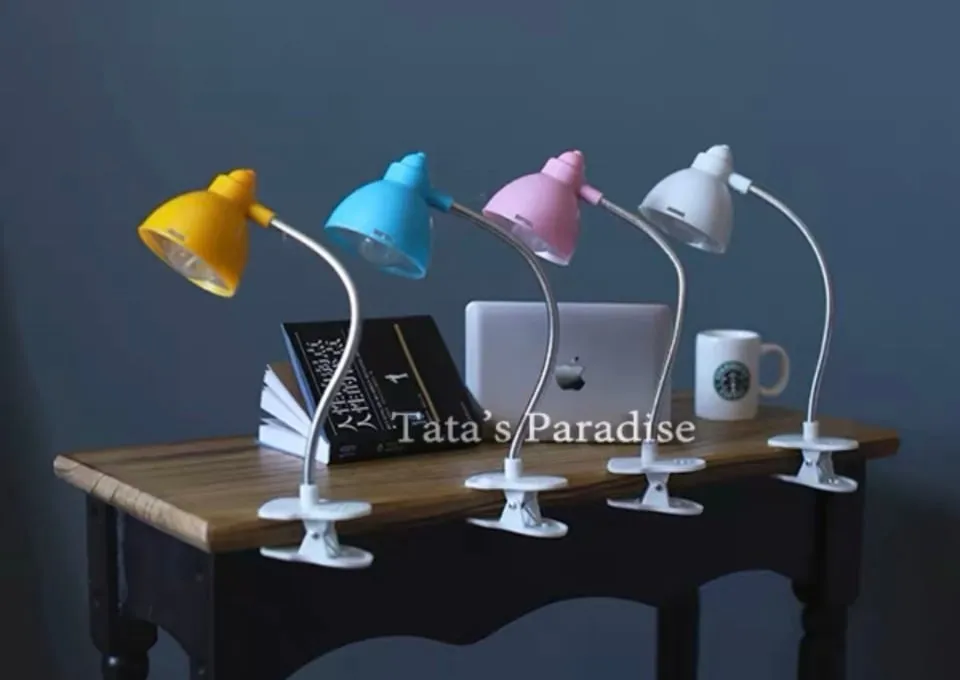 Lampka biurkowa z klipsem LED, elastyczne ramię, mix kolorów