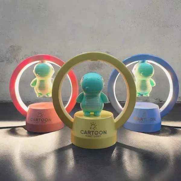 Lampka nocna USB dinozaur LED, okrągła oprawa, mix kolorów