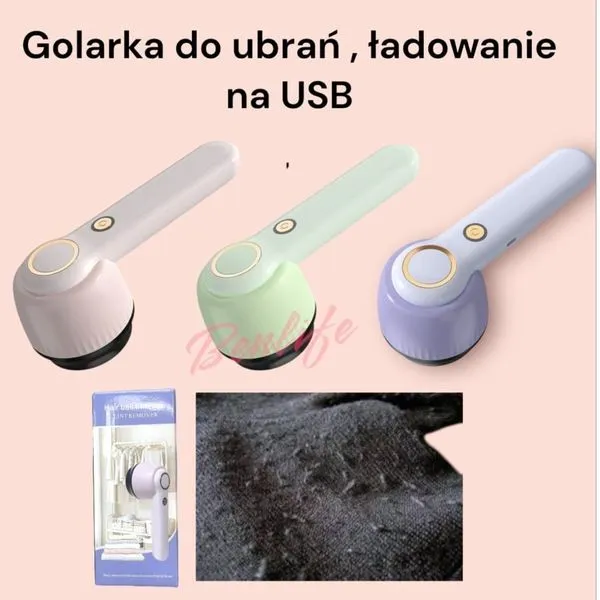 Golarka do ubrań PK13493 ładowana na USB, pastelowa z rączką