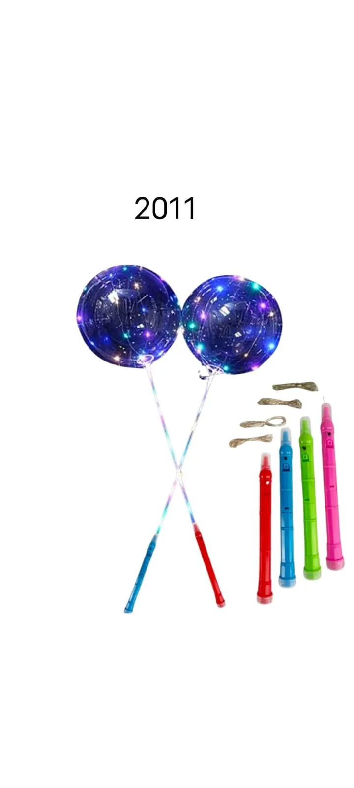 Balon świecący LED z kolorowymi uchwytami, zestaw 50 szt.