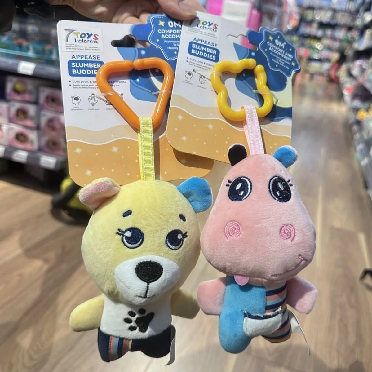 Pluszowy gryzak Slumber Buddies Miś i Hipopotam z zawieszką