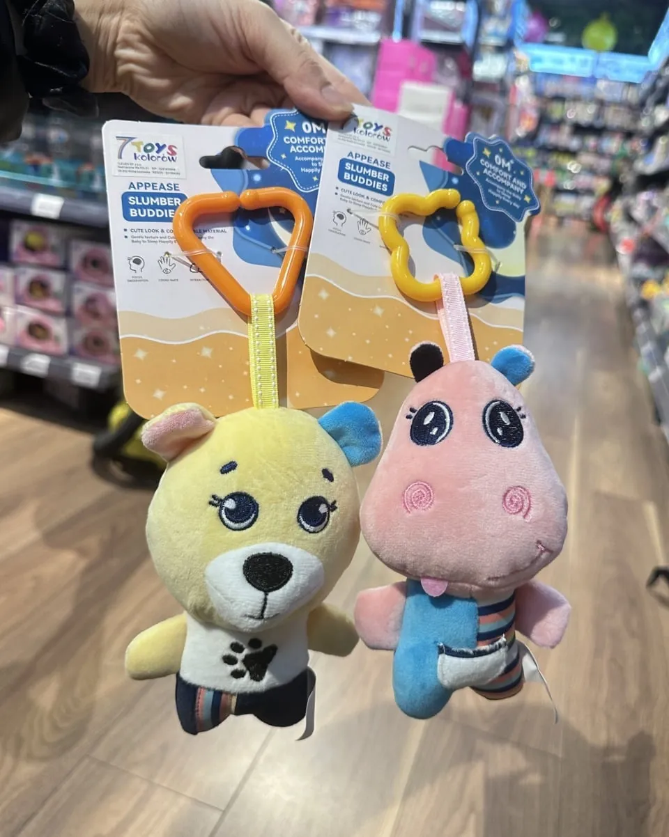 Pluszowy gryzak Slumber Buddies Miś i Hipopotam z zawieszką