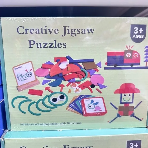 Kreatywne Puzzle Edukacyjne z Klocków Drewnianych 100 szt.