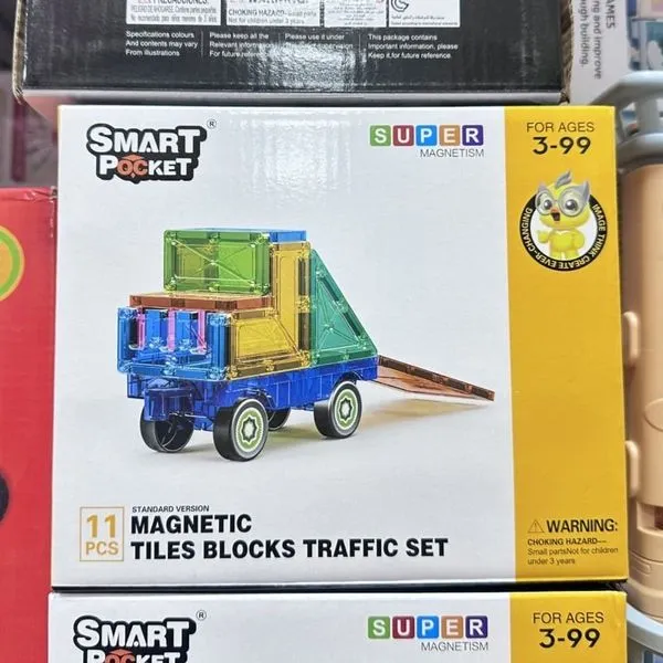 Zabawka magnetyczna Smart Pocket Traffic Set 11 elementów - pojazd