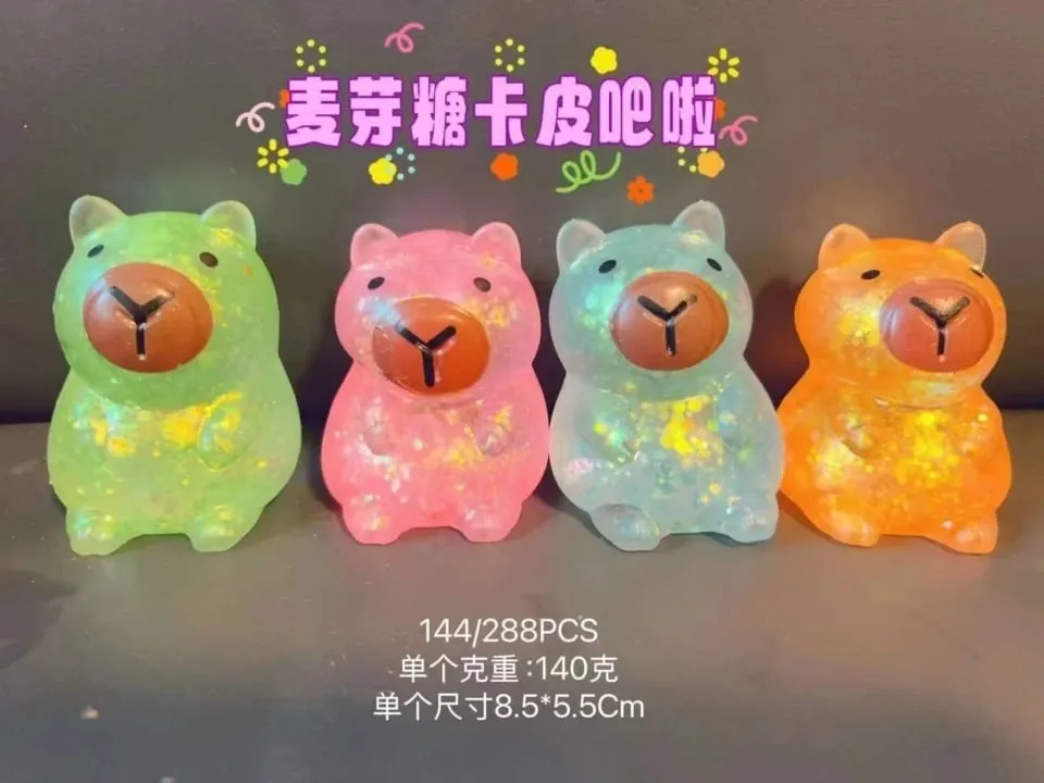 Figurki antystresowe Kapibara Squeeze Toys 8,5x5,5cm brokat PK13567