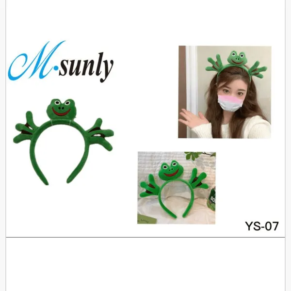 Opaska na głowę dziecięca żaba pluszowa zielona M-sunly YS-07