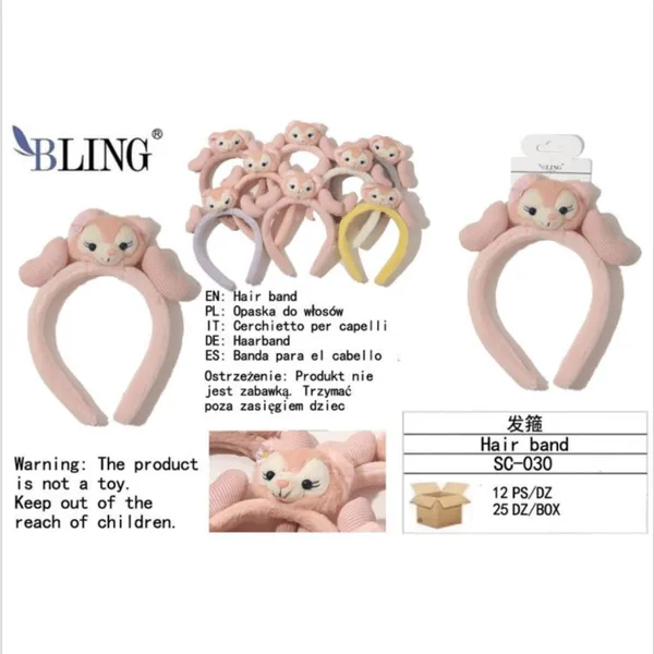 Opaska do włosów z pluszowym misiem BLING mix kolorów SC-030