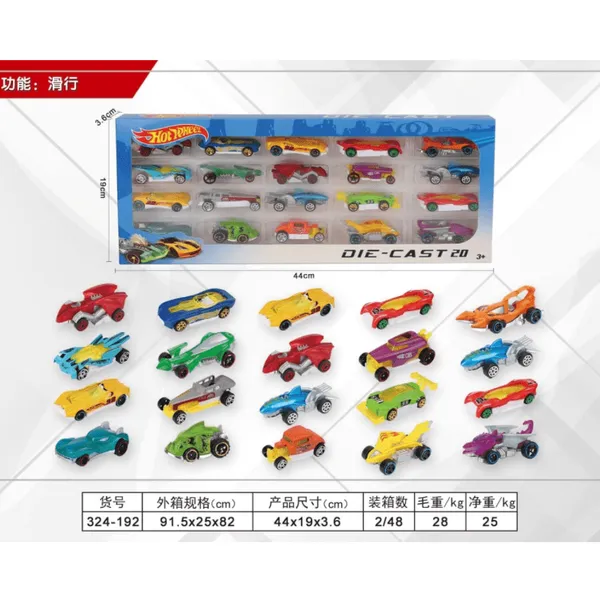 Zestaw 20 Samochodzików Hot Wheels Die-Cast, Metalowe Autka 44cm