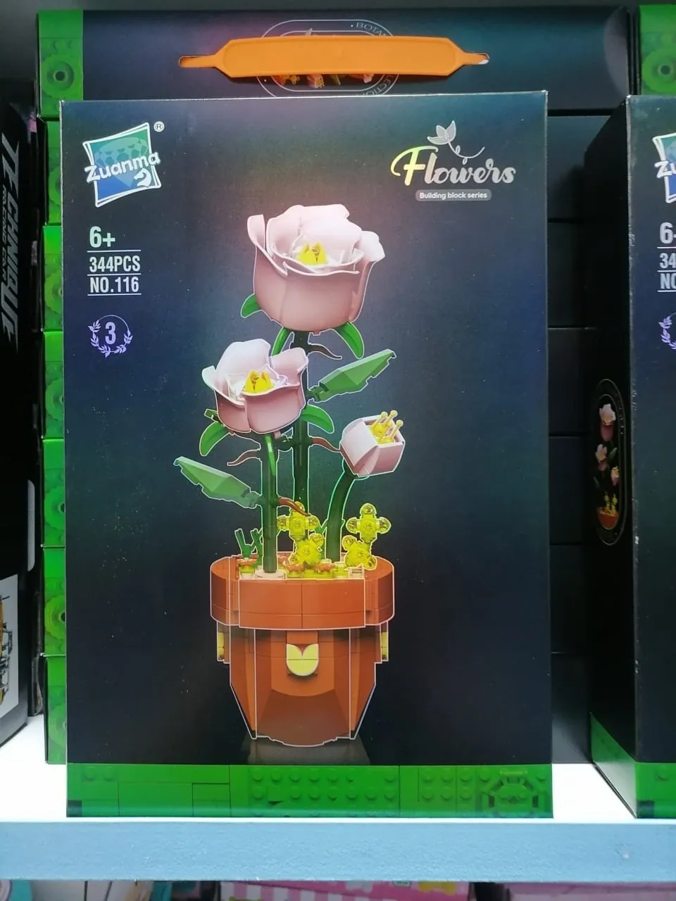 Klocki konstrukcyjne Zuanma Flowers 344 elementów - Różowe Róże