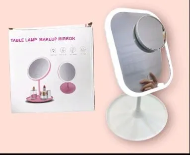 Lustro z Lampką LED do Makijażu Stołowe PK13726 Białe z Powiększeniem