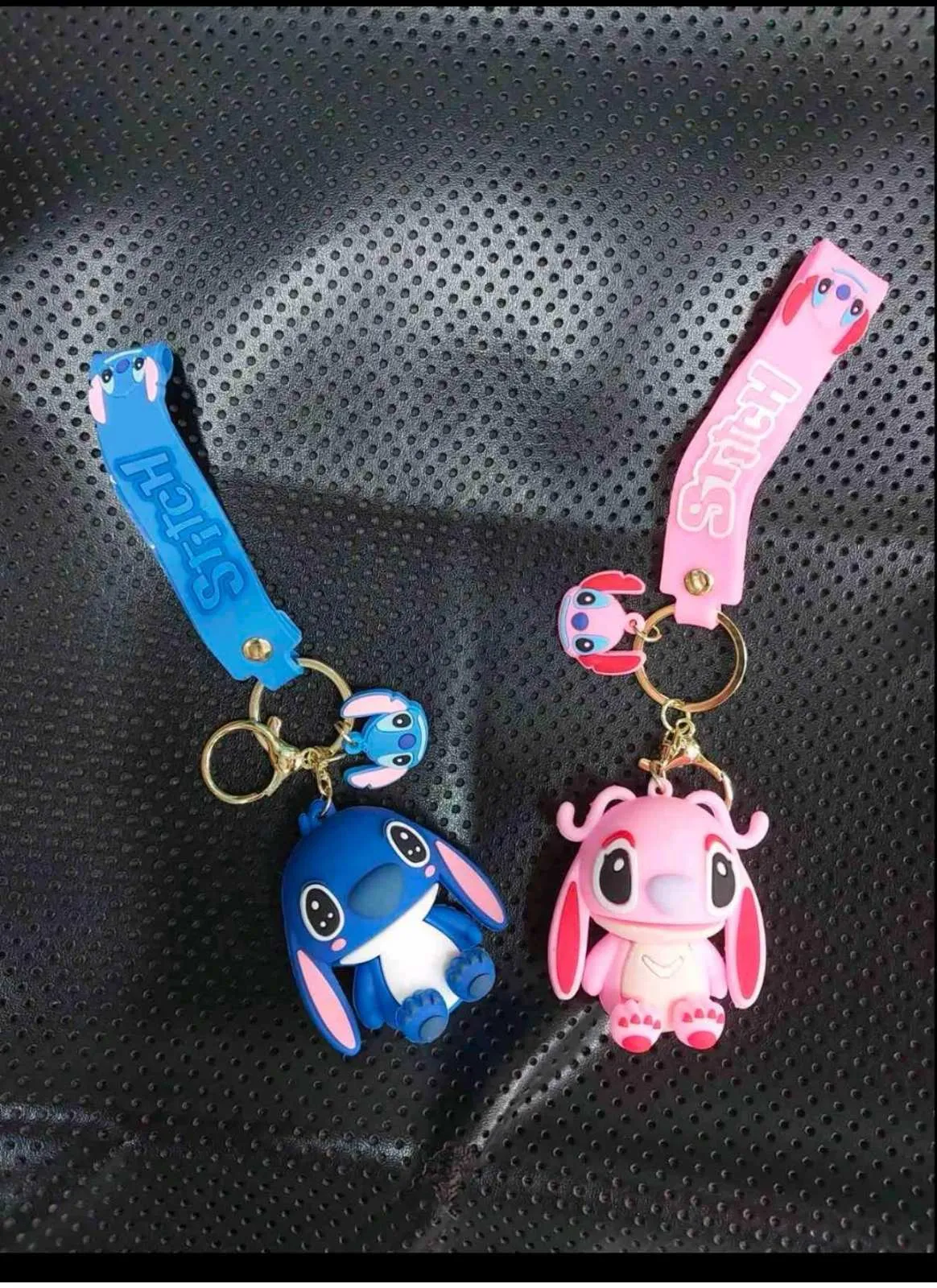 Brelok do Kluczy Stitch i Angel 3D z Paskiem Silikonowym