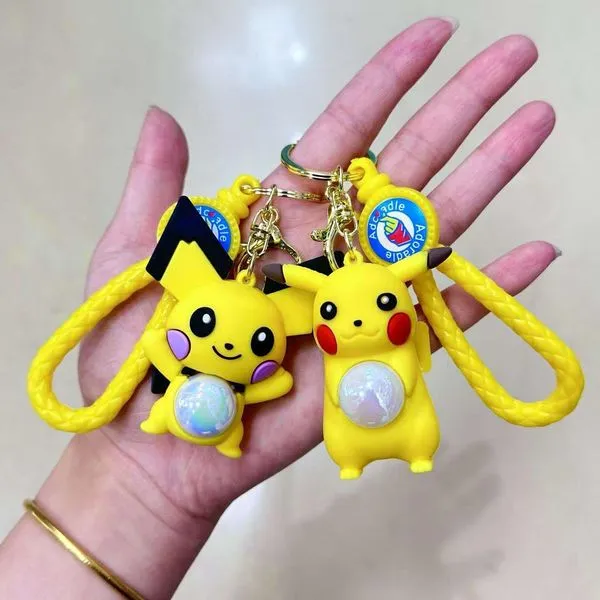 Brelok Pikachu z Paskiem i Perłą Świetlną, Żółty Silikonowy