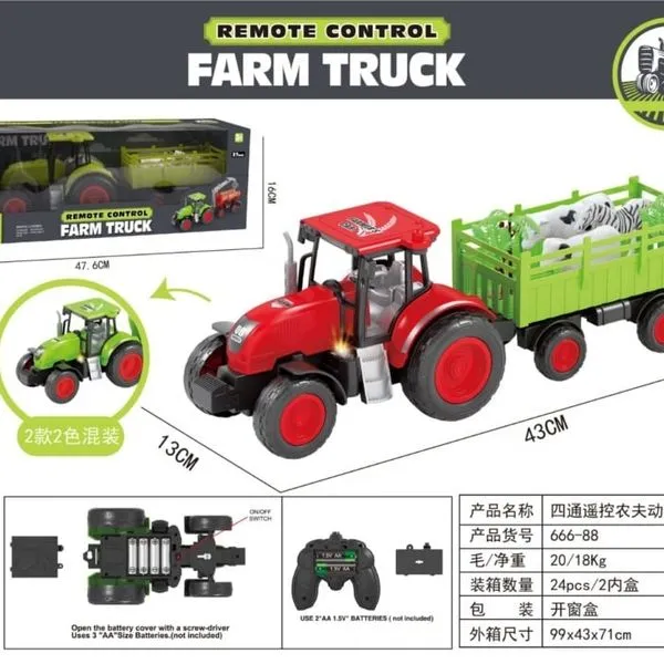 Traktor zdalnie sterowany Farm Truck z przyczepą i zwierzętami 43cm