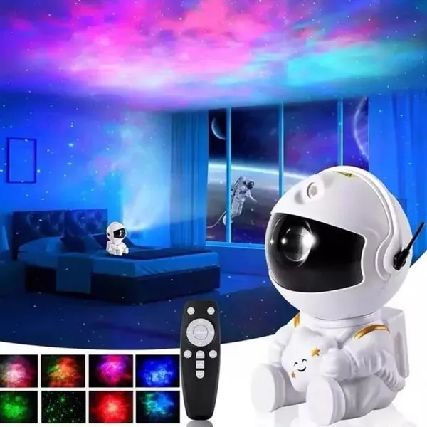 Lampa Projektor Astronauta Siedzący z Pilotem Gwiazdy