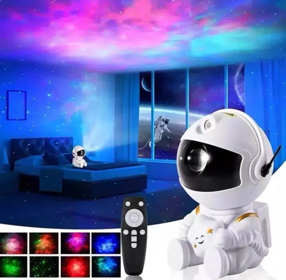 Lampa Projektor Astronauta Siedzący z Pilotem Gwiazdy