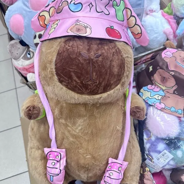 Kapelusz Bucket Hat dla Dzieci Różowy z Kapibarą i Uszami