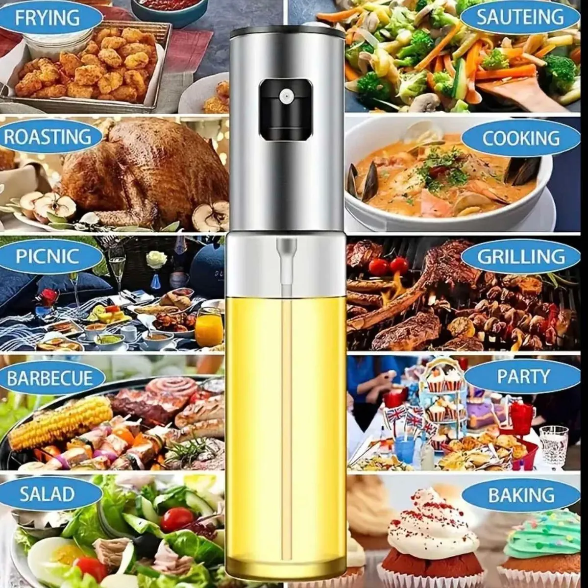 Spryskiwacz na Oleju SZKŁO 100ml Srebrny Dozownik Kuchenny
