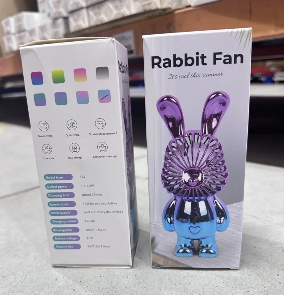 Mini Zabawki Rabbit Fan 17,5cm Wentylator USB Mix Kolorów