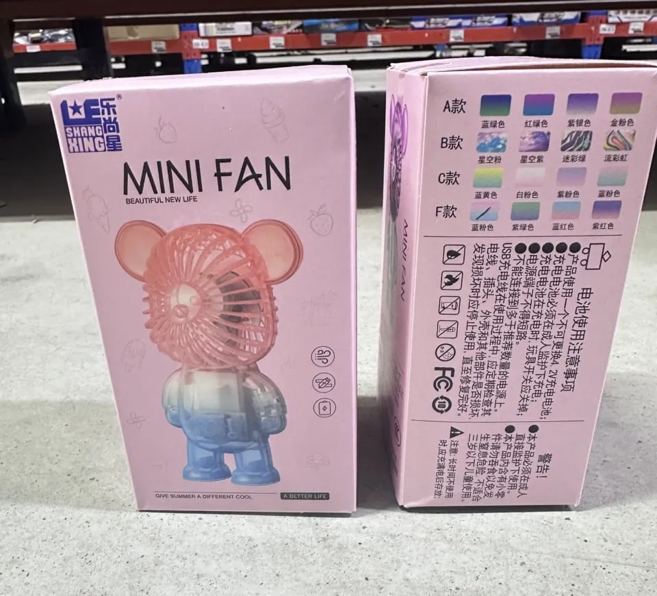 Zabawki Mini Fan Wiatraczek Przenośny Miś USB Mix 12 szt