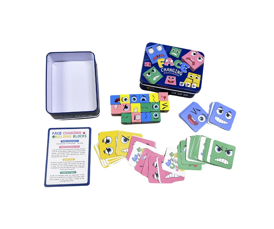 Zabawki Face Changing Building Blocks - Drewniane klocki miny