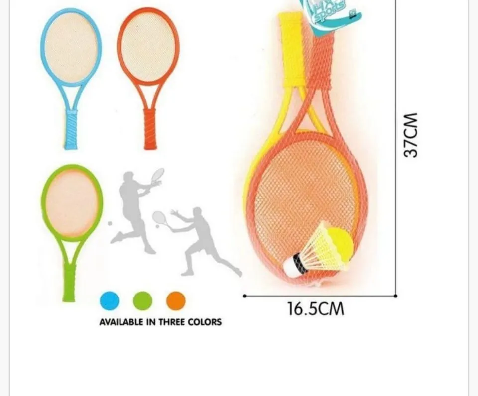 Zestaw Tennis 37cm - 2 Rakietki, Piłka i Lotka, Mix Kolorów
