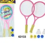 Zestaw Zabawka Tennis 61cm Rakiety Lotki i Piłeczki Różowy