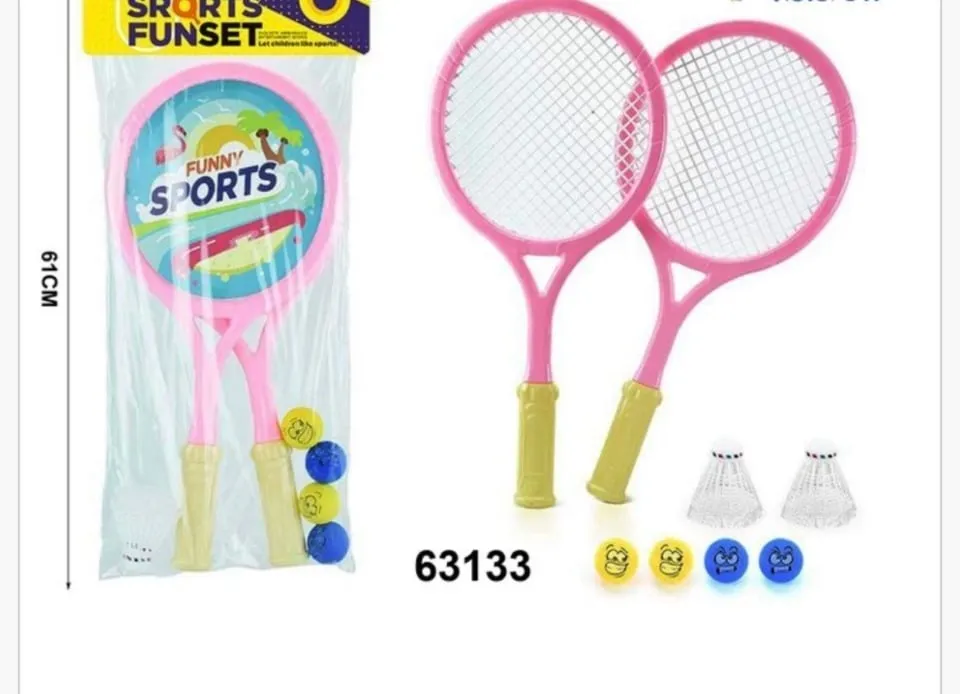 Zestaw Zabawka Tennis 61cm Rakiety Lotki i Piłeczki Różowy