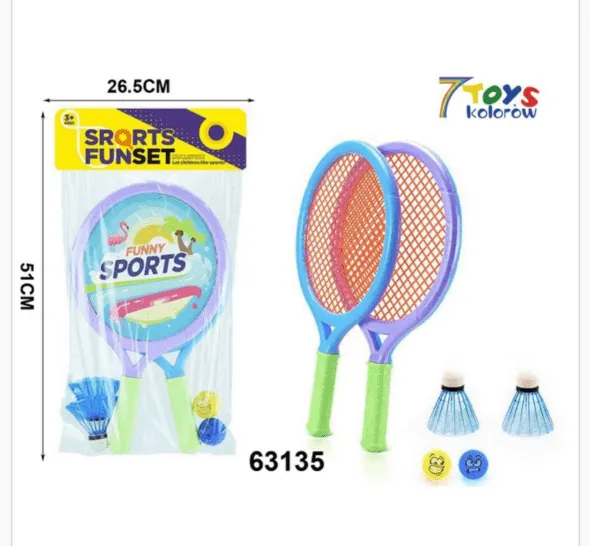 Zestaw Zabawka Sport Fun Set 26.5cm Rakietki Lotki Piłki 7TOYS
