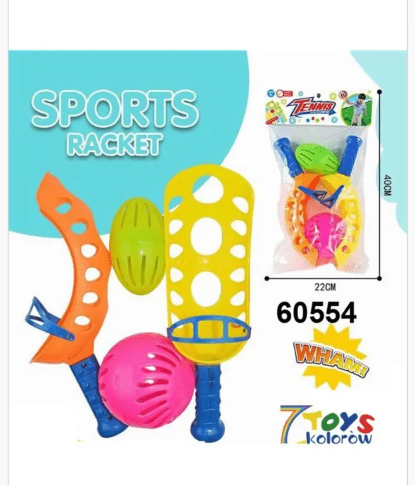 Zestaw Rakietki Sportowe z Piłkami 40x22cm