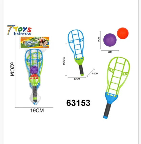 Zestaw Rakietki Sportowe 2szt + 2 Piłki, 52cm