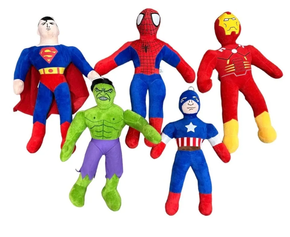 Maskotki Pluszowe Superbohaterowie Mix Superman Hulk Spider-Man Iron Man Kapitan Ameryka 12 szt.